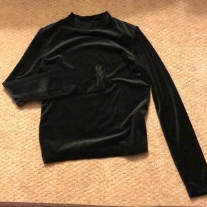 Black Velvet Mock Neck Long sleeve shirt